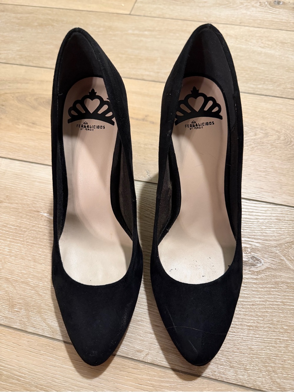 Fergalicious Black Pointed Toe Suede Pumps